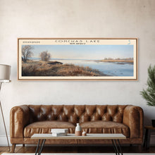 Cargar imagen en el visor de la galería, Conchas Lake New Mexico Framed Canvas Print, Lake House Art, Panoramic Wide Art, Travel Poster, Rustic Lake Painting, Home Decor
