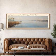 Cargar imagen en el visor de la galería, Conway Lake New Hampshire Framed Canvas Print, Lake House Decor, Panoramic Wide Art, Travel Poster, Rustic Lake Painting, Home Decor
