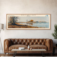 Load image into Gallery viewer, Dallas Lake Indiana Framed Canvas Print, Lake House Decor, Panoramic Wall Art, Travel Poster, Rustic Lake Painting, Home Decor
