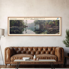 Load image into Gallery viewer, Dutch Springs Pennsylvania Framed Canvas Print, Lake House Art, Panoramic Wall Art, Travel Poster, Rustic Lake Painting, Home Decor
