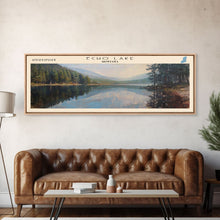 Load image into Gallery viewer, Echo Lake Montana Framed Canvas Print, Panoramic Lake House Decor, Wall Art, Travel Poster, Modern Lake Painting, Nature Art
