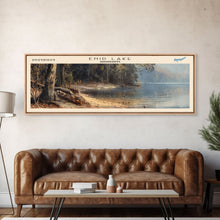 Load image into Gallery viewer, Enid Lake Mississippi Framed Canvas Print, Lake House Decor, Panoramic Wall Art, Travel Poster, Modern Lake Painting, Nature Art
