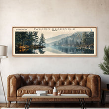 Carregar imagem no visualizador da galeria, Falcon International Reservoir Framed Canvas Print, Lake House Decor, Panoramic Wall Art, Travel Poster, Modern Lake Painting, Nature Art
