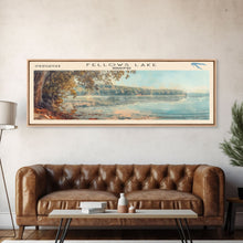 Cargar imagen en el visor de la galería, Fellows Lake Missouri Framed Canvas Print, Lake House Decor, Panoramic Wall Art, Travel Poster, Rustic Lake Painting, Home Decor
