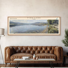 Cargar imagen en el visor de la galería, Fish Lake Utah Framed Canvas Print, Panoramic Lake House Decor, Wall Art, Travel Poster, Tranquil Lake Painting, Nature Art
