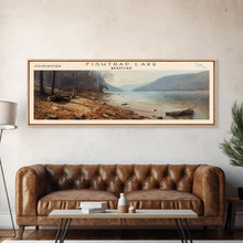 Cargar imagen en el visor de la galería, Fishtrap Lake Kentucky Framed Canvas Print, Lake House Art, Panoramic Wall Art, Travel Poster, Serene Lake Painting, Home Decor
