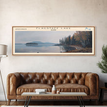 Cargar imagen en el visor de la galería, Flagstaff Lake Maine Framed Canvas Print, Panoramic Lake House Decor, Wall Art, Travel Poster, Peaceful Lake Painting, Nature Art
