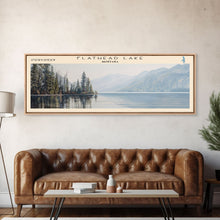 Cargar imagen en el visor de la galería, Flathead Lake Framed Canvas Print, Lake House Decor, Panoramic Wall Art, Travel Poster, Picturesque Lake Painting, Nature Art
