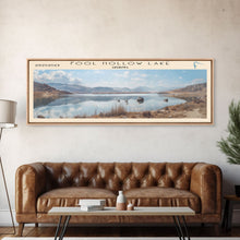 Carregar imagem no visualizador da galeria, Fool Hollow Lake Arizona Framed Canvas Print, Panoramic Lake House Decor, Wall Art, Travel Poster, Majestic Lake Painting, Nature Art
