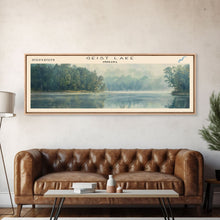 Load image into Gallery viewer, Geist Lake Indiana Framed Canvas Print, Panoramic Lake House Decor, Wall Art, Travel Poster, Peaceful Lake Painting, Nature Art
