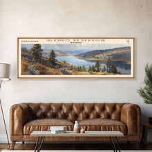Carregar imagem no visualizador da galeria, Glendo Reservoir Wyoming Framed Canvas Print, Panoramic Lake House Decor, Wall Art, Travel Poster, Beautiful Lake Painting, Nature Art
