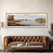 Carregar imagem no visualizador da galeria, Glenn Cunningham Lake Nebraska Framed Canvas Print, Lake House Art, Panoramic Wall Art, Travel Poster, Picturesque Lake Painting, Home Decor
