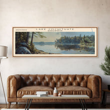Cargar imagen en el visor de la galería, Lake Cochituate Massachusetts Framed Canvas Print, Lake House Decor, Panoramic Wall Art, Travel Poster, Beautiful Lake Painting, Nature Art
