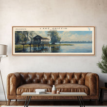 Cargar imagen en el visor de la galería, Lake Griffin Florida Framed Canvas Print, Lake House Decor, Panoramic Wall Art, Travel Poster, Beautiful Lake Painting, Nature Art
