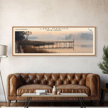 Load image into Gallery viewer, Lake Marion South Carolina Framed Canvas Print, Lake House Decor, Panoramic Wall Art, Travel Poster, Serene Lake Painting, Boho Art
