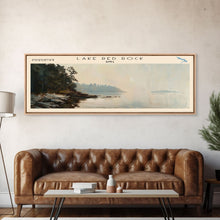 Load image into Gallery viewer, Lake Red Rock Iowa Framed Canvas Print, Lake House Decor, Panoramic Wall Art, Travel Poster, Beautiful Landscape Painting, Modern Art
