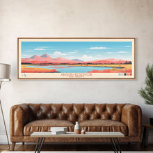 Carregar imagem no visualizador da galeria, Abiquiu Reservoir New Mexico Framed Canvas Print, Panoramic Wall Art, Midcentury Modern, Pop Art, Travel Poster, Living Room Art
