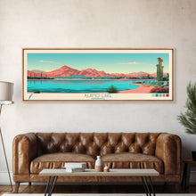 Carregar imagem no visualizador da galeria, Alamo Lake Arizona Framed Canvas Print, Panoramic Travel Poster, Midcentury Modern Wall Art, Pop Art, Scenic Bedroom Art
