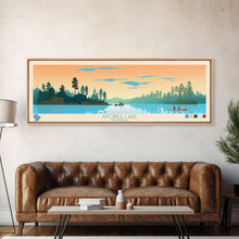 Carregar imagem no visualizador da galeria, Apopka Lake Florida Framed Canvas Print, Panoramic Travel Poster, Midcentury Modern Wall Art, Pop Art, Nature Living Room Art
