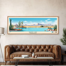 Carregar imagem no visualizador da galeria, Baker Lake Washington Framed Canvas Print, Panoramic Travel Poster, Midcentury Modern Wall Art, Pop Art, Nature Living Room Art
