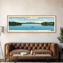 Carregar imagem no visualizador da galeria, Broken Bow Lake Oklahoma Framed Canvas Print, Pop Art Panoramic Travel Poster, Midcentury Modern, Wall Art, Scenic Nature Painting, Bedroom Decor

