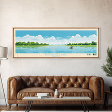 Carregar imagem no visualizador da galeria, Brookville Lake Indiana Framed Canvas Print, Midcentury Modern Panoramic Wall Art, Living Room Decor, Pop Art, Travel Poster Art, Nature Painting
