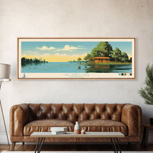 Carregar imagem no visualizador da galeria, Calcasieu Lake Louisianna Framed Canvas Print, Pop Art Panoramic Travel Poster, Midcentury Modern, Wall Art, Scenic Nature Painting, Bedroom Decor
