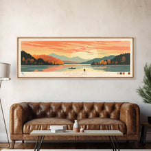 Cargar imagen en el visor de la galería, Cave Run Lake Kentucky Framed Canvas Print, Midcentury Modern Panoramic Wall Art, Living Room Decor, Pop Art, Travel Poster Art, Nature Art, Lake House Decor
