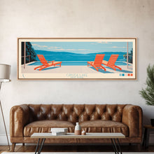 Cargar imagen en el visor de la galería, Cayuga Lake New York Framed Canvas Print, Pop Art Panoramic Travel Poster, Midcentury Modern, Wall Art, Scenic Nature Painting, Bedroom Decor, Living Room Art

