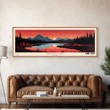 Load image into Gallery viewer, Crescent Lake Alaska Framed Canvas Print, Pop Art Panoramic Travel Poster, Midcentury Modern, Wall Art, Scenic Nature Painting, Bedroom Decor, Living Room Art
