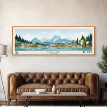 Load image into Gallery viewer, East Lake Oregon Framed Canvas Print, Panoramic Landscape Art, Midcentury Modern, Pop Art, Living Room Wall Art, Travel Poster, Beautiful Nature Art
