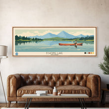 Load image into Gallery viewer, Echoing Lake Ontario Framed Canvas Print, Panoramic Art, Midcentury Modern, Pop Art, Bedroom Decor, Travel Poster, Lake View
