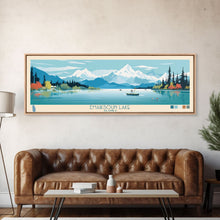 Load image into Gallery viewer, Emaiksoun Lake Alaska Framed Canvas Print, Panoramic Wall Art, Midcentury Modern, Pop Art, Bedroom Decor, Travel Poster, Nature Art
