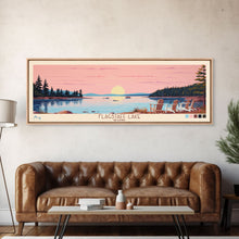 Cargar imagen en el visor de la galería, Flagstaff Lake Maine Framed Canvas Print, Panoramic Wall Art, Midcentury Modern, Pop Art, Bedroom Decor, Travel Poster, Artistic Decor, Lake View
