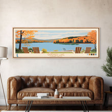Load image into Gallery viewer, Gardner Lake Connecticut Framed Canvas Print, Panoramic Wall Art, Midcentury Modern, Pop Art, Bedroom Decor, Travel Poster, Lake View, Artistic Decor
