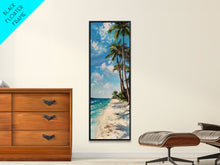 Carregar imagem no visualizador da galeria, Canvas Beach Landscape Painting, Textured Framed Canvas Art Print, Vertical Beach Art, Gallery Wall Painting, Modern Coastal Decor
