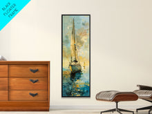 Load image into Gallery viewer, Framed Sailboat Canvas Art Print Framed, Sailboat Painting, Nautical Wall Art for Beach House, Large Wall Art Print for Him, Coastal Art
