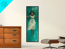 Carregar imagem no visualizador da galeria, Abstract Modern Canvas Art of Woman Underwater, Ocean Wall Art, Coastal Wall Art Print, Oversized Tall and Narrow Canvas Art
