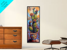 Carregar imagem no visualizador da galeria, Cactus Canvas Printed and Framed Art, Colorful Botanical Wall Art, Desert Art Print, Vertical Narrow Wall Art, Art Print for Kitchen
