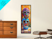 Load image into Gallery viewer, Colorful Tribal Art Painting Framed on Canvas, Spanish Style Canvas Painting, Vertical Framed Art for Living Room, Modern Canvas Art
