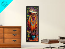 Carregar imagem no visualizador da galeria, Abstract Southwest Mexican Inspired Framed Oversized Vertical Art Print, Jalisco Style Canvas Painting Framed, Colorful Rustic Spanish Art
