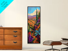 Cargar imagen en el visor de la galería, Colorful Landscape Art, Mountain Wall Art Print, Botanical Art for Kitchen, Impasto Canvas Painting Framed and Printed, Modern Wall Art
