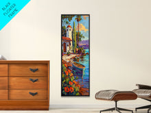 Carregar imagem no visualizador da galeria, Framed Mediterranean Coast Canvas Painting, Framed Wall Art for Living Room, Contemporary Botanical Art, Tropical Canvas Wall Art Print
