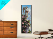 Carregar imagem no visualizador da galeria, Floral Angel Canvas Art Print Framed, Botanical Wall Art, Modern Botanical Still Life Art, Oversized Canvas Painting for Bedroom or Office
