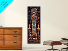 Load image into Gallery viewer, Dia De Los Muertos Sugar Skull Canvas Painting, Gothic Wall Art Print, Skinny Framed Canvas Art, Colorful Day of The Dead Poster Art
