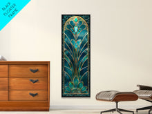 Carregar imagem no visualizador da galeria, Art Deco Stained Glass Print, Framed Canvas, Wood Frame Wall Art, Retro Style Decor, Roaring 20s Inspired Wall Art
