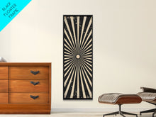 Carregar imagem no visualizador da galeria, Black and White Sun Burst Art Deco Inspired Framed Canvas Print, Wall Art, Office or Mancave Wall Art
