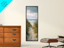 Carregar imagem no visualizador da galeria, Beach Pathway to Ocean View - Framed Canvas Print, Skinny Tall Art, Coastal Landscape Art, Wall Art for Living Room, Bedroom Decor, Beach Art
