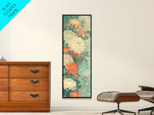 Load image into Gallery viewer, Skinny Art of Chrysanthemums in Soft Pastels with Intricate Petal Design on Framed Canvas Print
