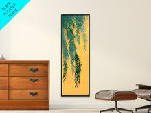 Load image into Gallery viewer, Japanese Skinny Art of Wisteria Hanging Over a Golden Background – Framed Canvas Print
